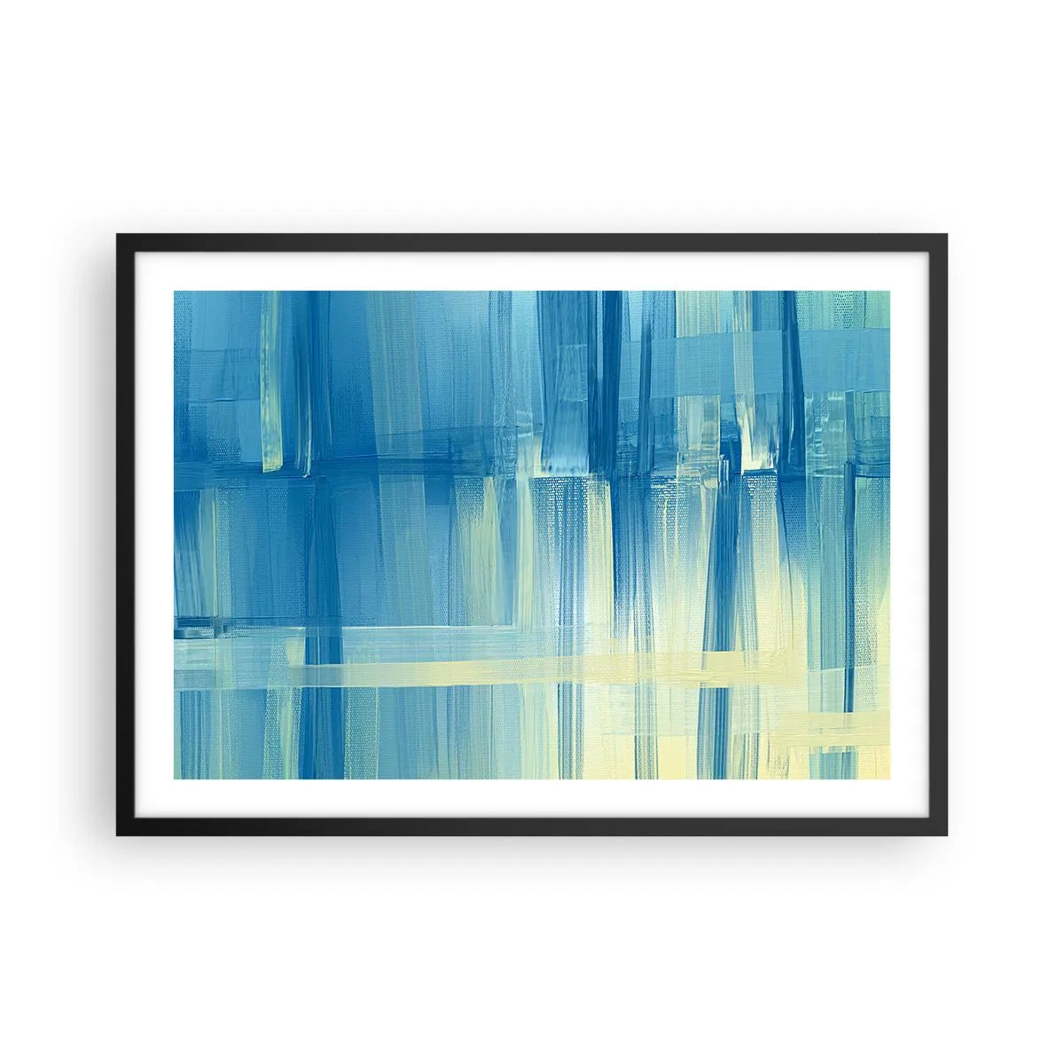 Poster in een zwarte lijst - Compositie in turkoois - 70x50 cm