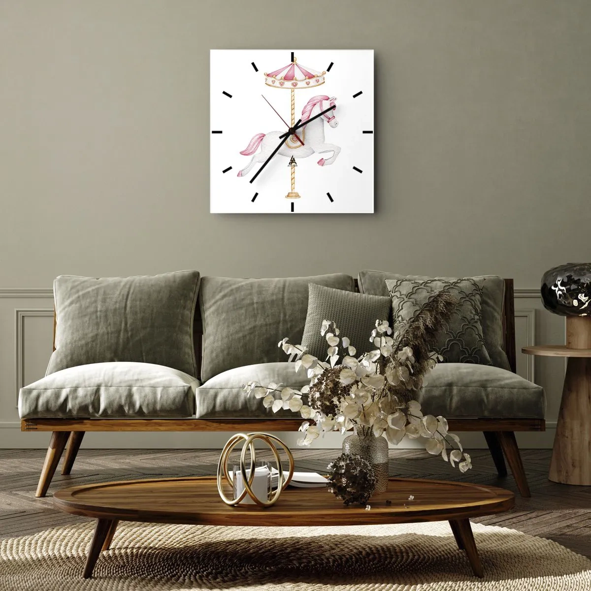 Wandklok - Klok - Hij raakte de grond rennend - 40x40 cm