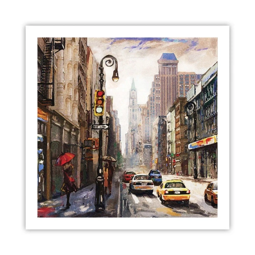 Poster - New York - ook kleurrijk in de regen - 60x60 cm