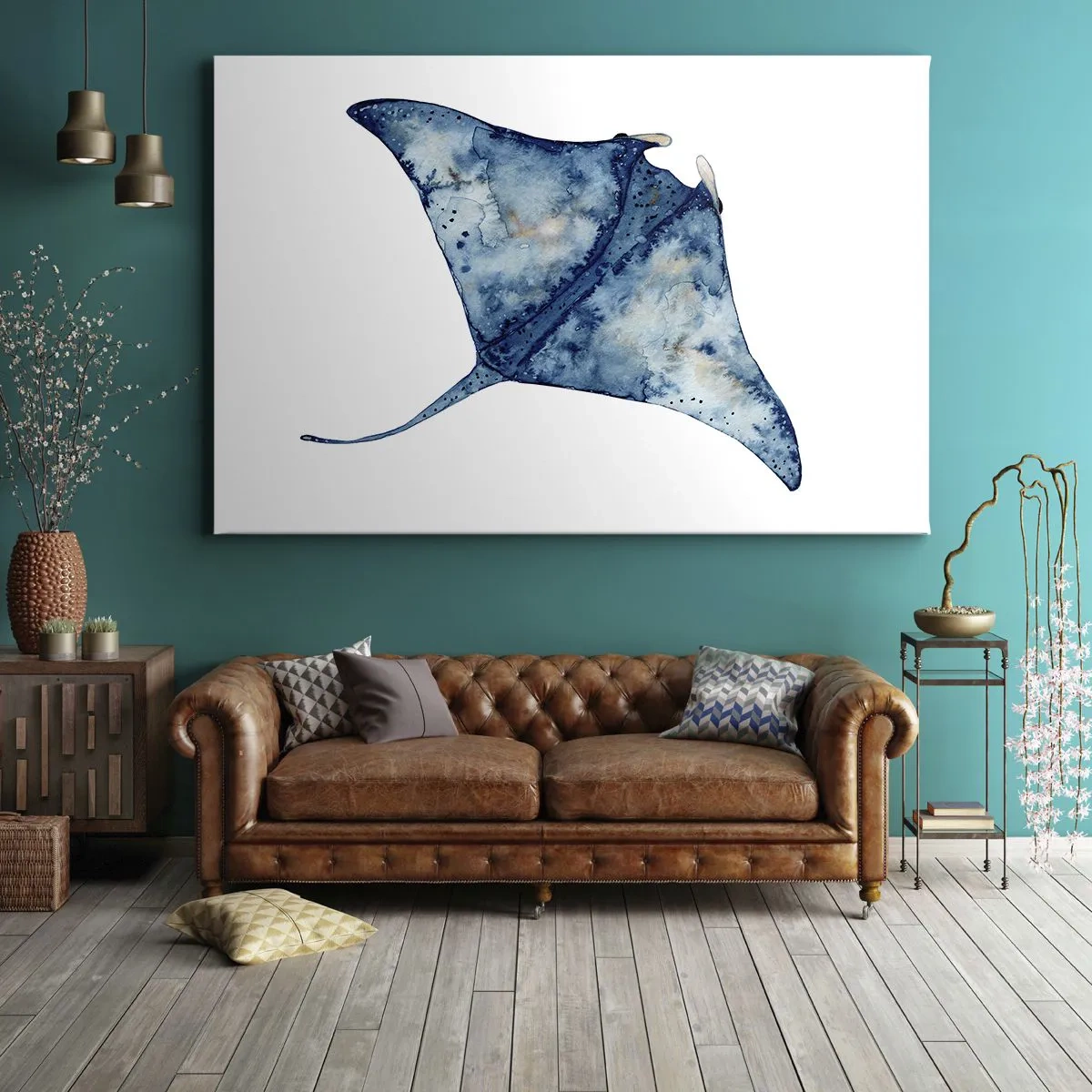 Schilderen op canvas - Leven in blauw - 120x80 cm