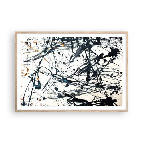 Een poster in een licht eiken lijst - Expressionistische abstractie - 100x70 cm