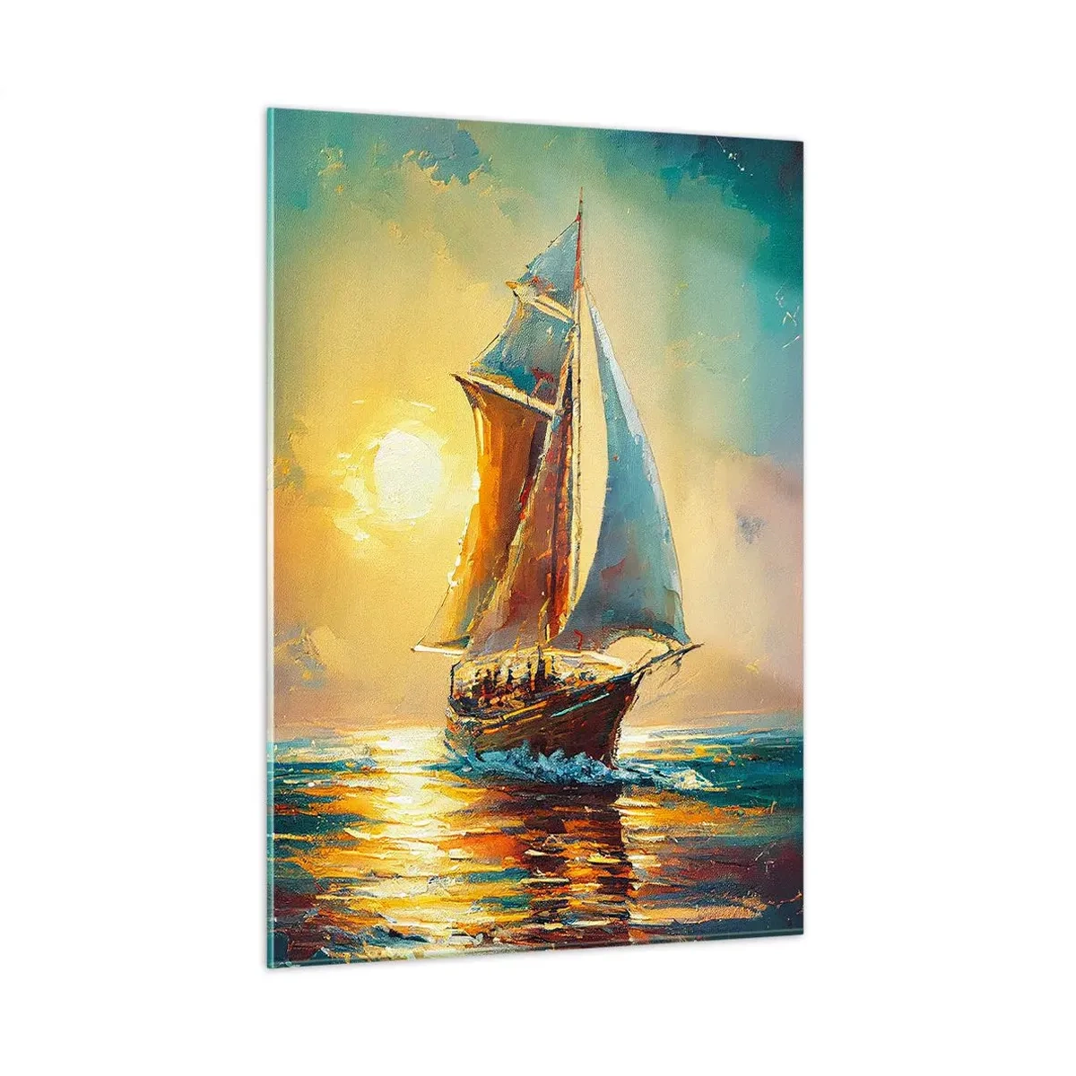 Schilderen op glas - Onder vol zeil - 50x70 cm