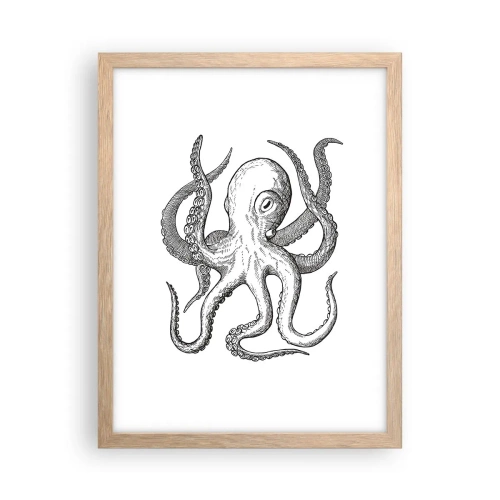 Een poster in een licht eiken lijst - Dansend met de golven - 30x40 cm