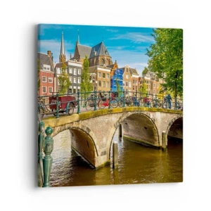 Schilderen op canvas - Lente aan de gracht - 40x40 cm