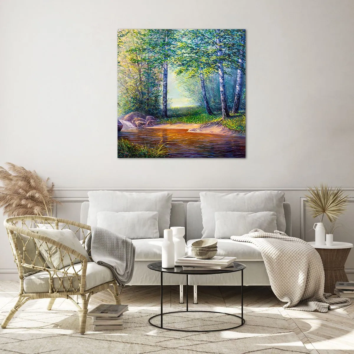 Schilderen op glas - Idyllisch landschap - 30x30 cm