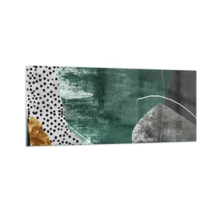 Schilderen op glas - Kleurrijke abstractie met bladgoud - 100x40 cm