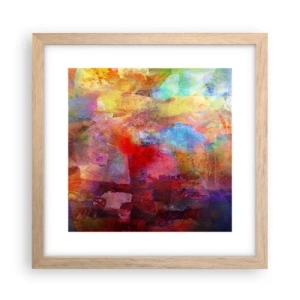 Een poster in een licht eiken lijst - Kijk in de regenboog - 30x30 cm