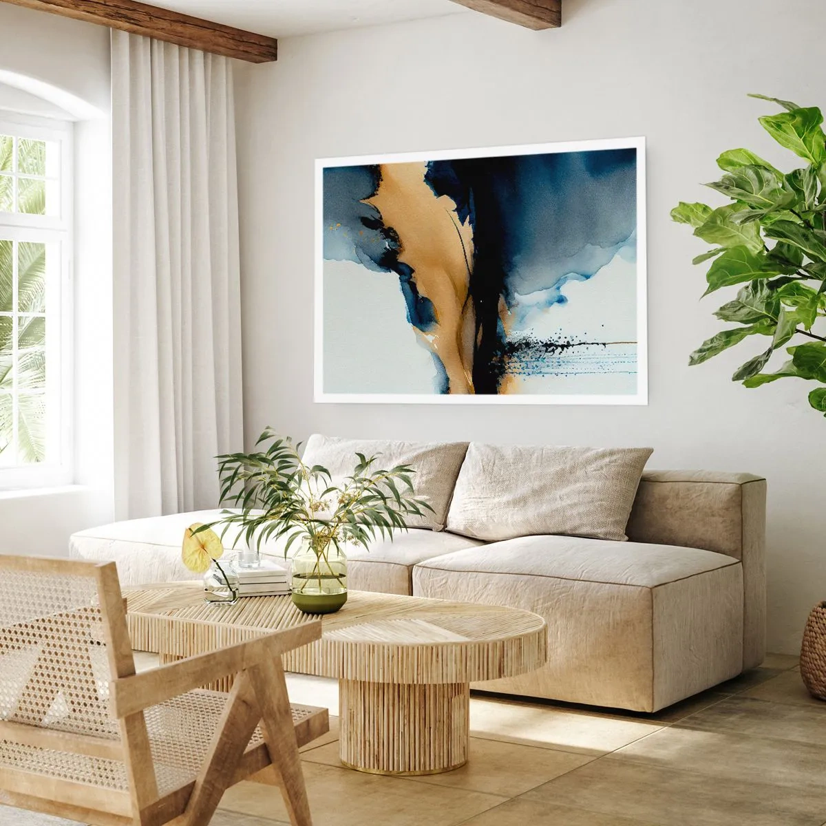 Poster - Achter het gordijn - 100x70 cm