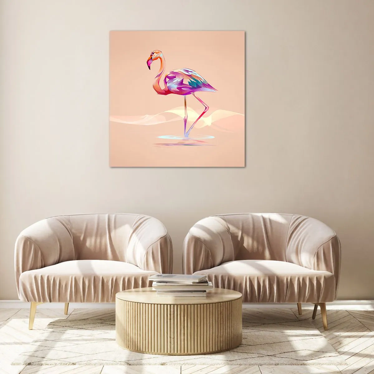 Schilderen op glas - De vogel van goede emoties - 70x70 cm