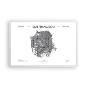 Poster in een witte lijst - Anatomie van San Francisco - 91x61 cm