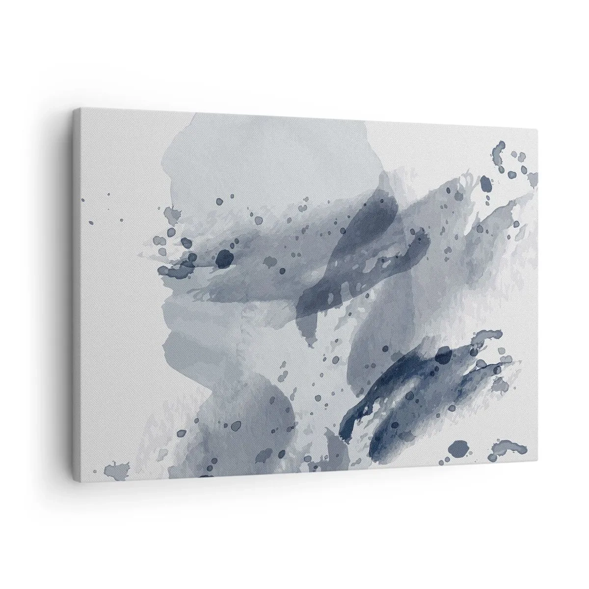 Schilderen op canvas - Abstracte vlekken in blauwtinten op een lichte achtergrond - 70x50cm - Een onderzoek naar de aard van water - Moderne wanddecoratie voor woonkamer en slaapkamer ARTTOR