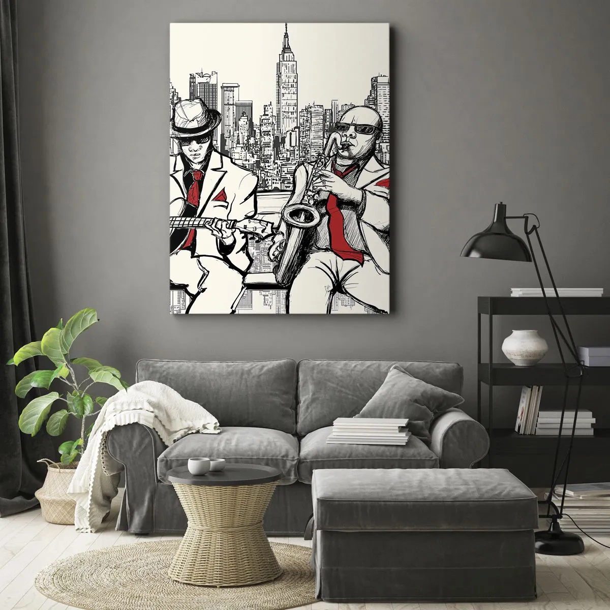 Schilderen op canvas - Improvisatie van New York - 55x100 cm