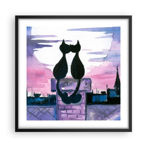 Poster in een zwarte lijst - Afspraak onder de maan - 50x50 cm