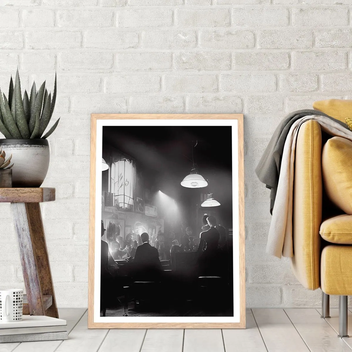 Een poster in een licht eiken lijst - In jazz-sfeer - 70x100 cm