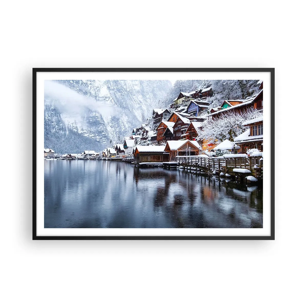 Poster in een zwarte lijst - In winterdecoratie - 100x70 cm