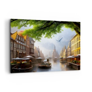 Schilderen op canvas - Hollands stadsbeeld - 120x80 cm