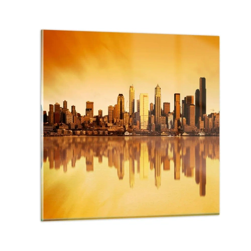 Schilderen op glas - De stilte van de metropool - 70x70 cm