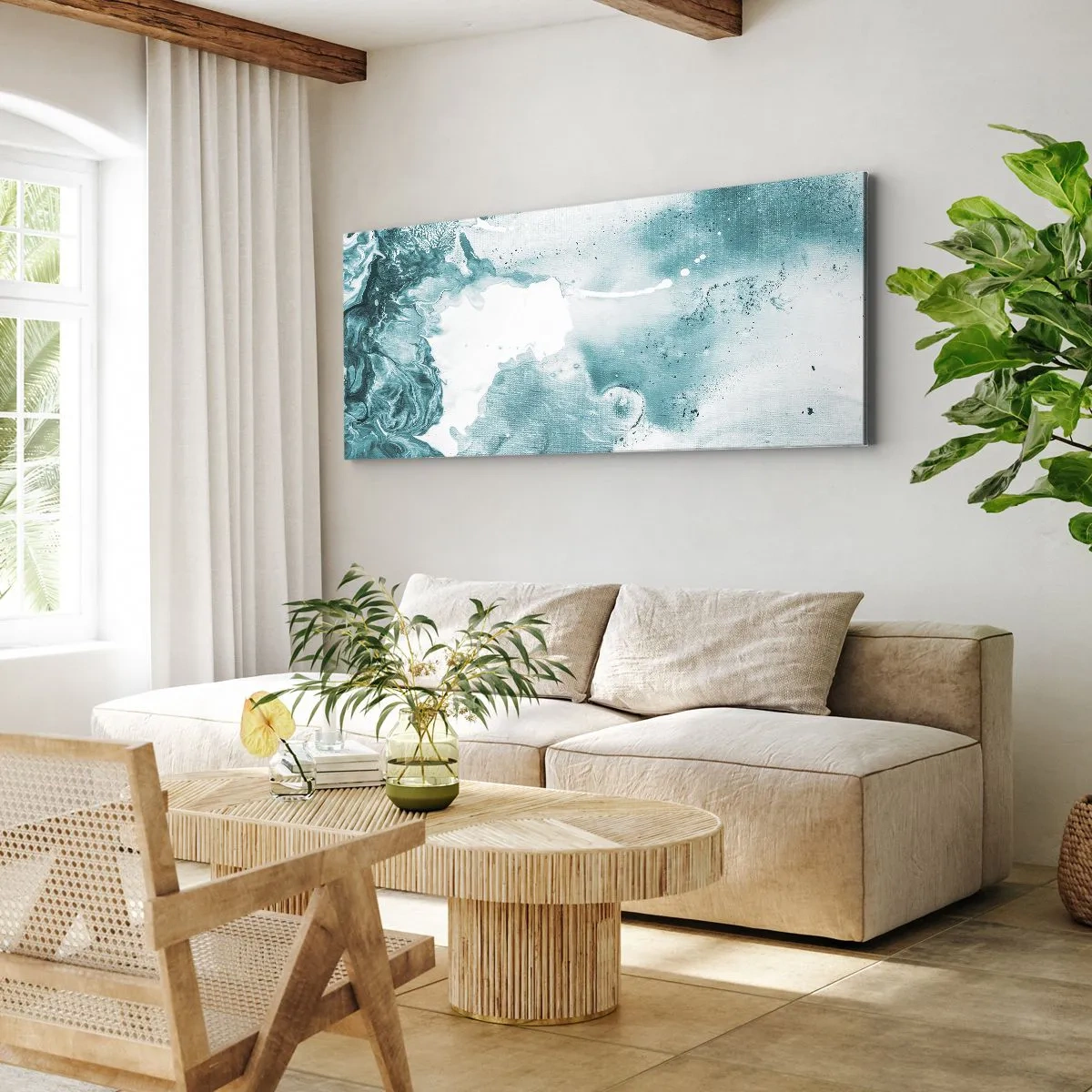 Schilderen op canvas - Moerast van blauw - 90x30 cm