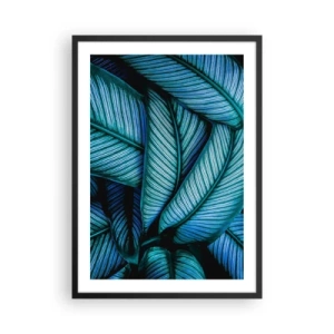 Poster in een zwarte lijst - De betoverende blauwgroene bladeren van de bananenboom - 50x70cm - Levens lijnen - Moderne wanddecoratie voor woonkamer en slaapkamer ARTTOR