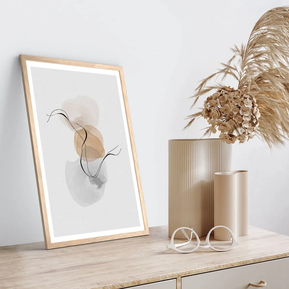Een poster in een licht eiken lijst - Lucht kralen - 70x100 cm