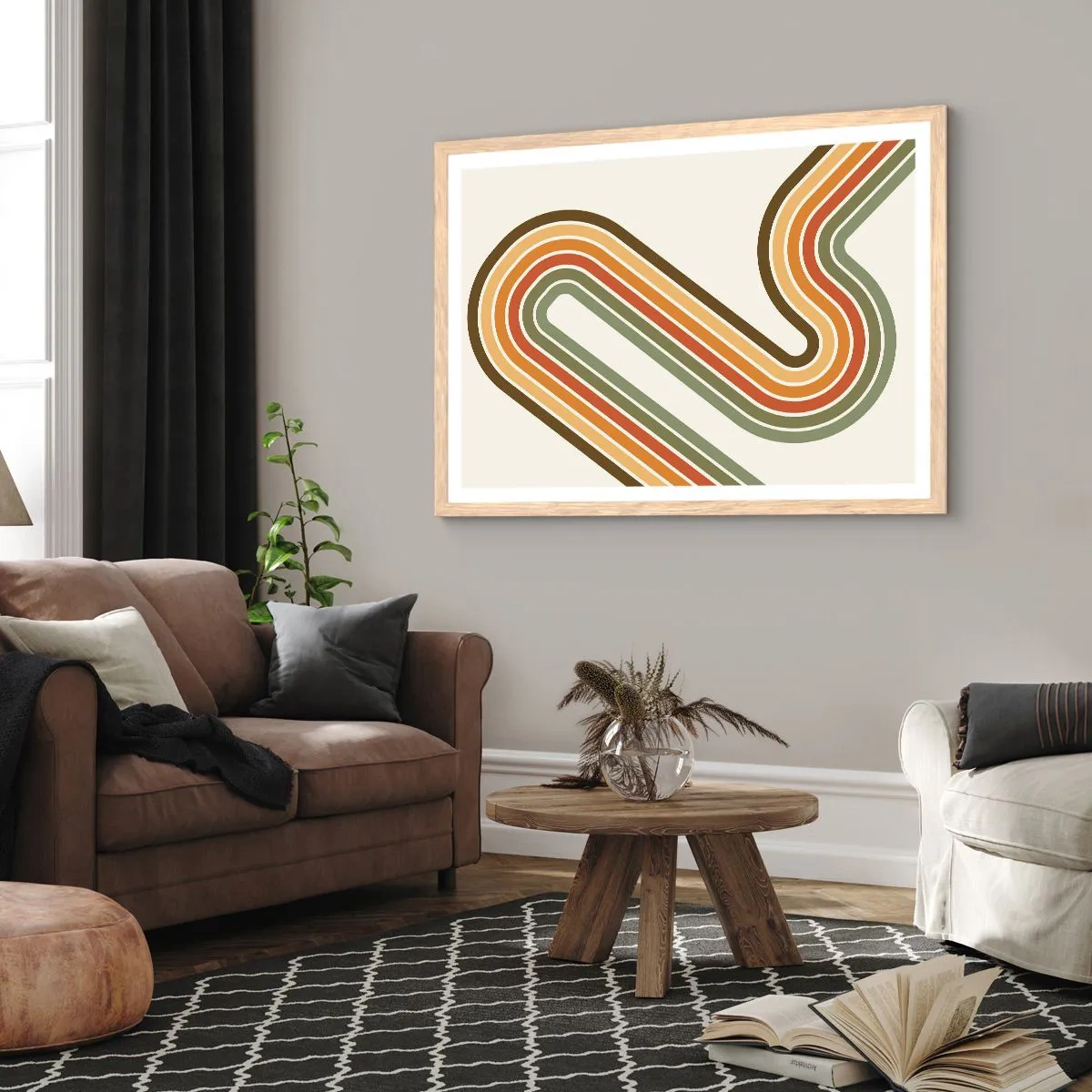 Een poster in een licht eiken lijst - Zigzag naar het doel - 100x70 cm