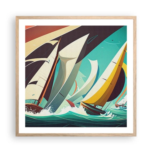 Een poster in een licht eiken lijst - Met elementen als een broer - 60x60 cm