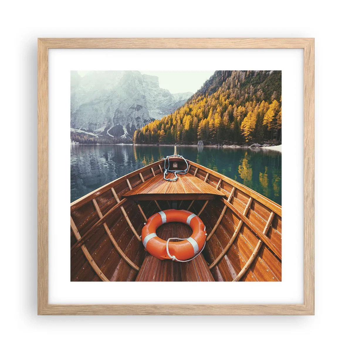 Een poster in een licht eiken lijst - Bergtocht - 40x40 cm