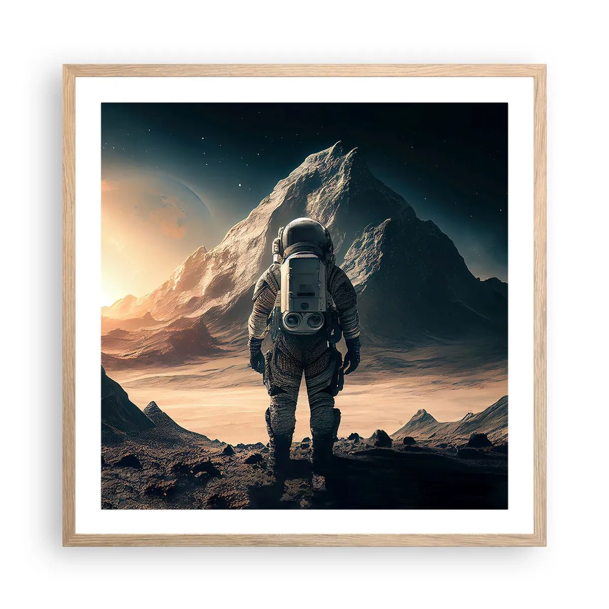 Een poster in een licht eiken lijst - Nieuwe uitdaging - 60x60 cm