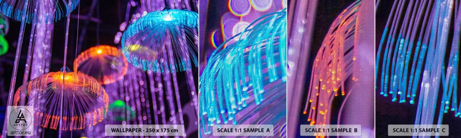 Fotobehang Monster Premium Canvas - Lichte fontein - Neon, Lichten, Luminantie - 100x30 cm