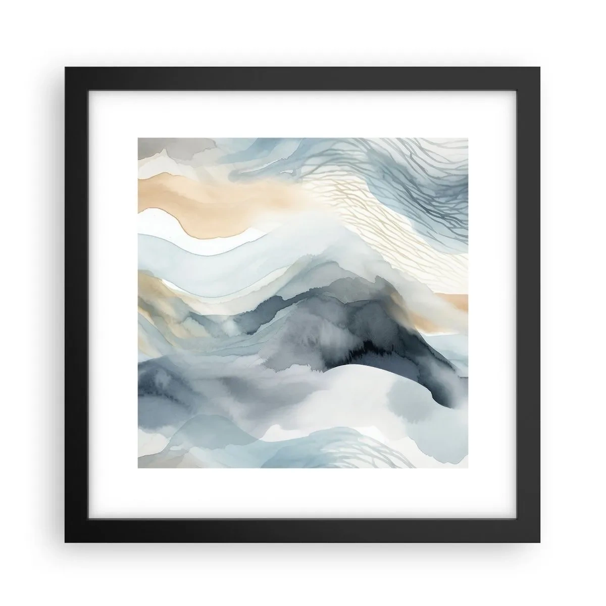 Poster in een zwarte lijst - Besneeuwde en mistige abstractie - 30x30 cm