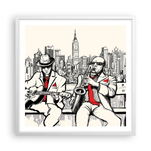 Poster in een witte lijst - Improvisatie van New York - 60x60 cm
