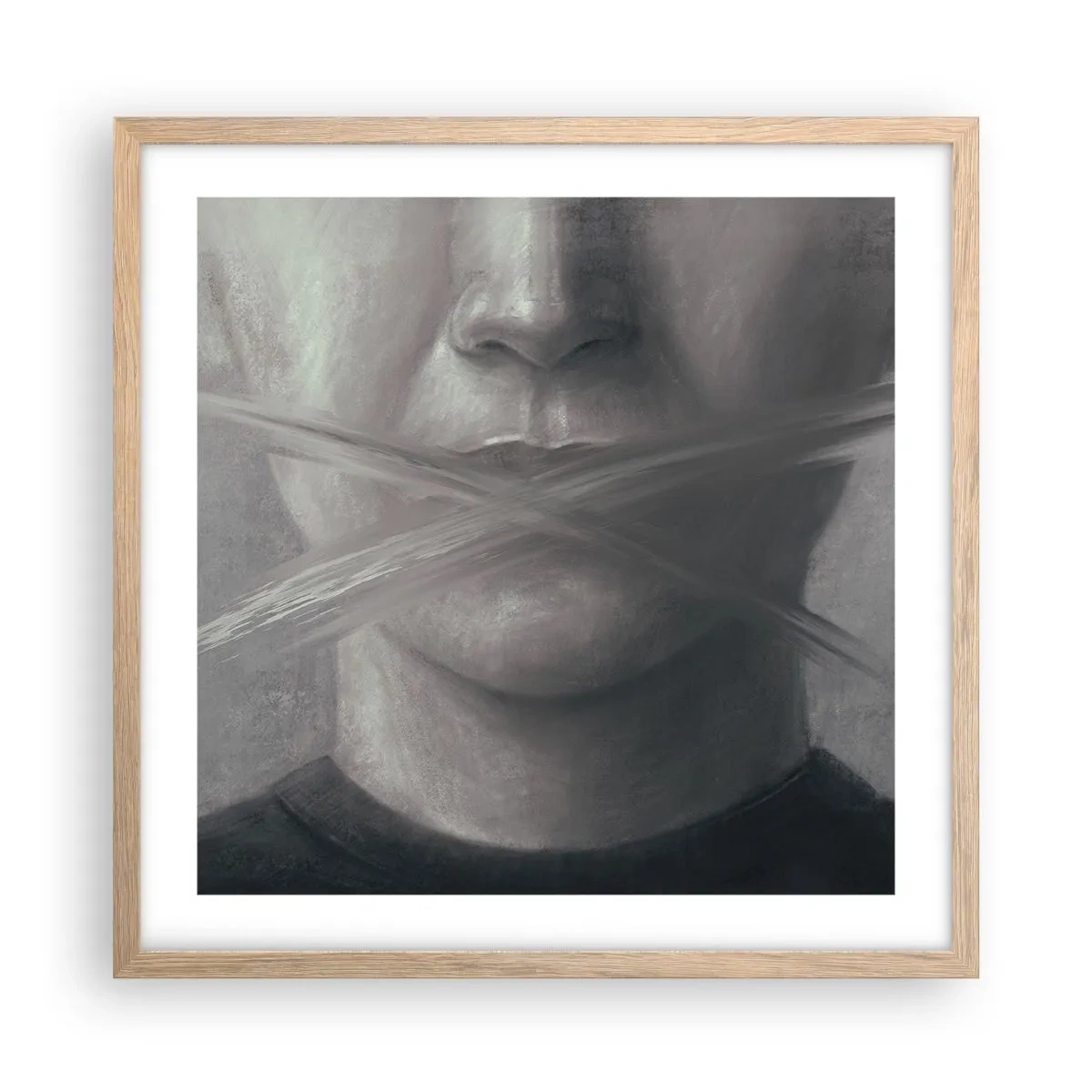 Een poster in een licht eiken lijst - Zonder een woord - 50x50 cm