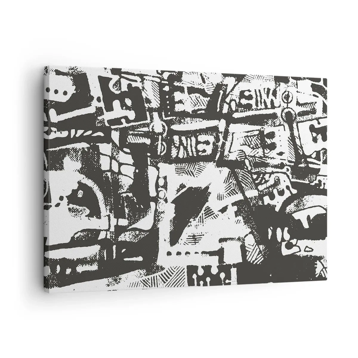Schilderen op canvas - Abstract monochroom retropatroon - 70x50cm - Orde of chaos? - Moderne wanddecoratie voor woonkamer en slaapkamer ARTTOR