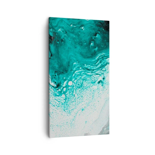 Schilderen op canvas - Versmelten in wit en turkoois - 45x80 cm