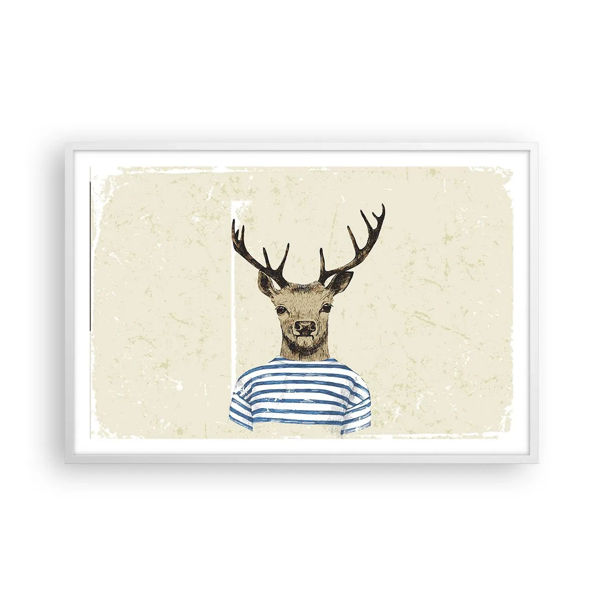 Poster in een witte lijst - Omdat ik van gestreepte t-shirts hou! - 91x61 cm