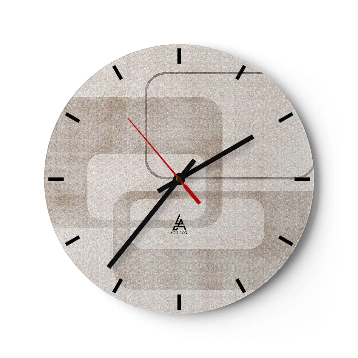 Wandklok - Klok - Een minimalistisch geometrisch patroon in beige tinten - 30x30cm - Geometrische voeg - Moderne wanddecoratie voor woonkamer, keuken en slaapkamer ARTTOR