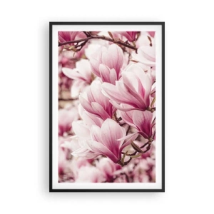 Poster in een zwarte lijst - De lente is roze - 61x91 cm