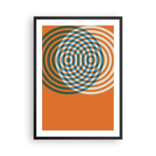 Poster in een zwarte lijst - Kleurrijke concentrische cirkels op een oranje achtergrond - 50x70cm - Abstracte circulaire variatie - Moderne wanddecoratie voor woonkamer en slaapkamer ARTTOR