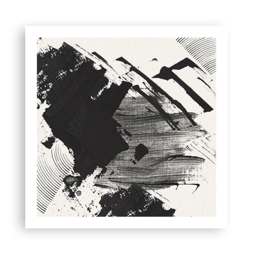 Poster - Abstractie – expressie van zwart - 60x60 cm