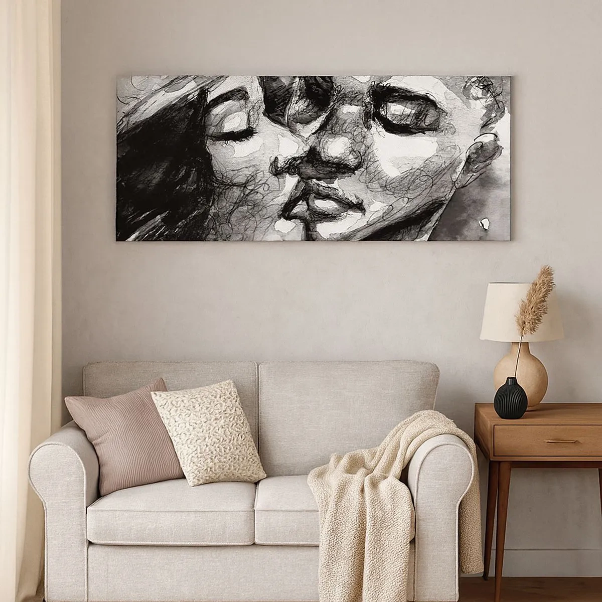Schilderen op canvas - Een teder moment - 100x40 cm