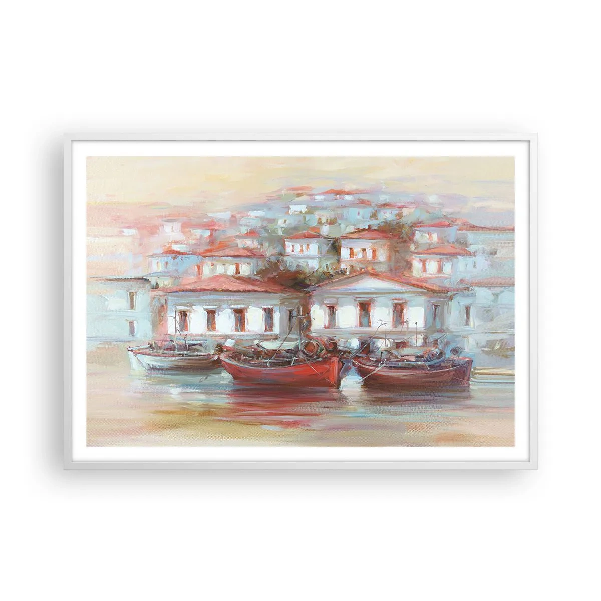 Poster in een witte lijst - Gelukkige stad - 100x70 cm