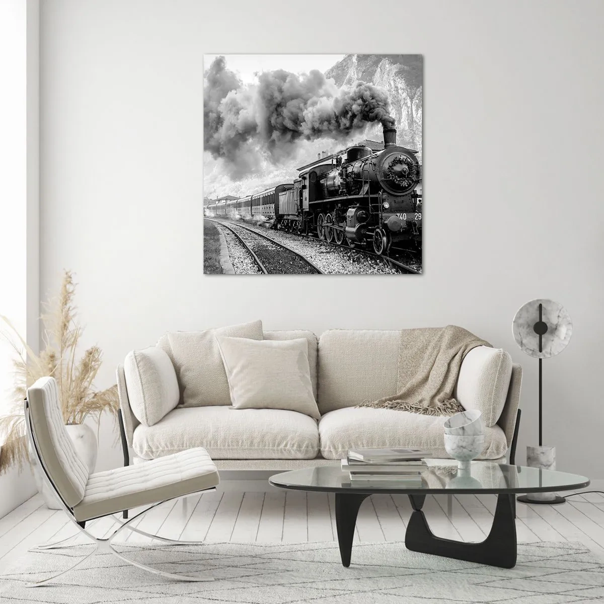 Schilderen op glas - Staat op het station... - 40x40 cm