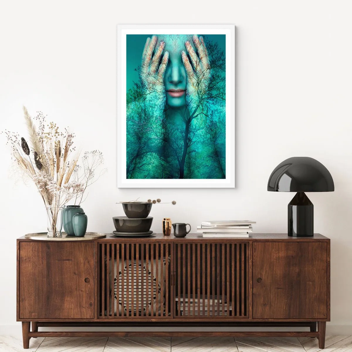 Poster in een witte lijst - Ondergedompeld in blauw - 70x100 cm