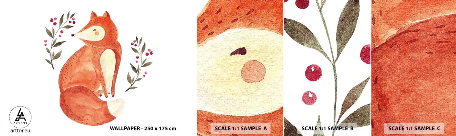 Fotobehang Staaltje Standard Eco - Kleine roodharige - Voor kinderen, Vos, Sprookje - 100x30 cm