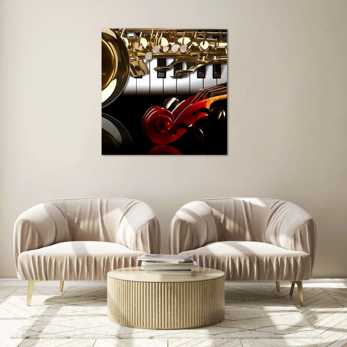 Schilderen op glas - Plaatwerk, hout en ivoor - 60x60 cm