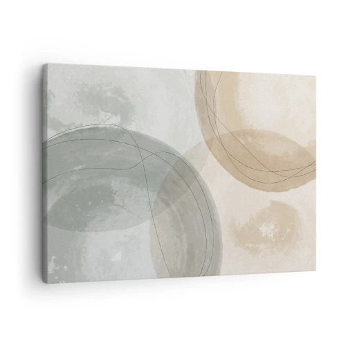 Schilderen op canvas - Abstracte compositie in pastelkleuren met lijnen - 70x50cm - Indringende werelden - Moderne wanddecoratie voor woonkamer en slaapkamer ARTTOR