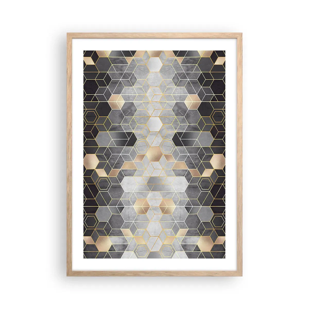 Een poster in een licht eiken lijst - Diamant samenstelling - 50x70 cm