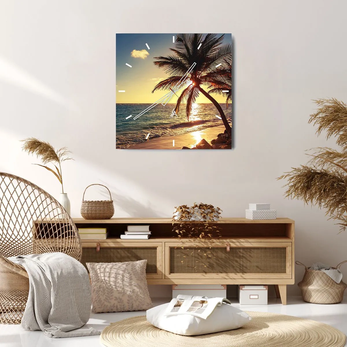 Wandklok - Klok - Zomer onder de palmbomen - 40x40 cm