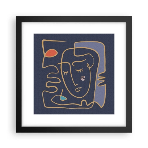 Poster in een zwarte lijst - In nadenken - 30x30 cm