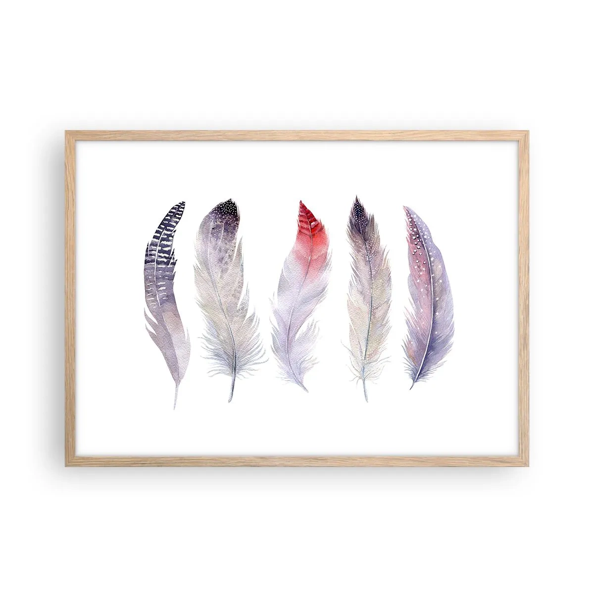 Een poster in een licht eiken lijst - Delicaat als veelkleurige mist - 70x50 cm